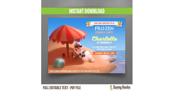 Frozen Summer Olaf Birthday Invitation